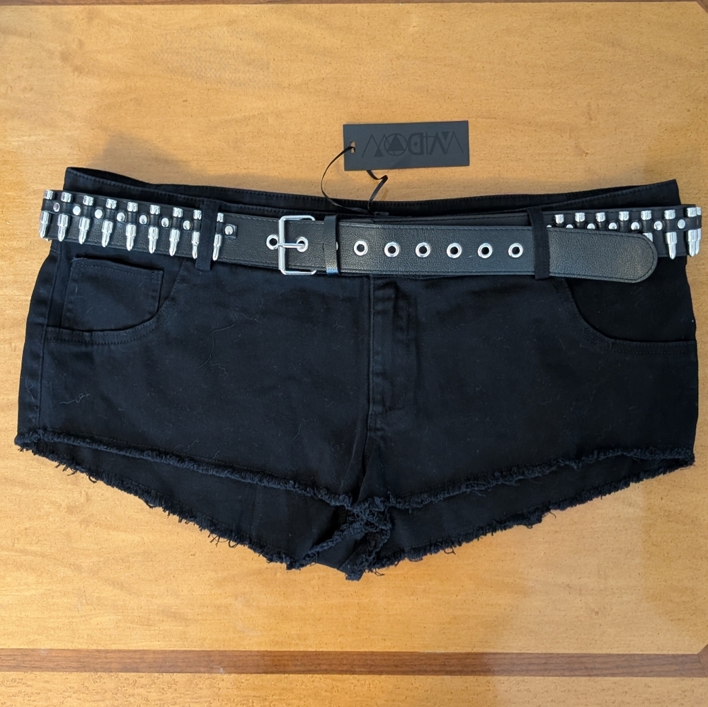 NWT Black Shorts with Studded Belt
